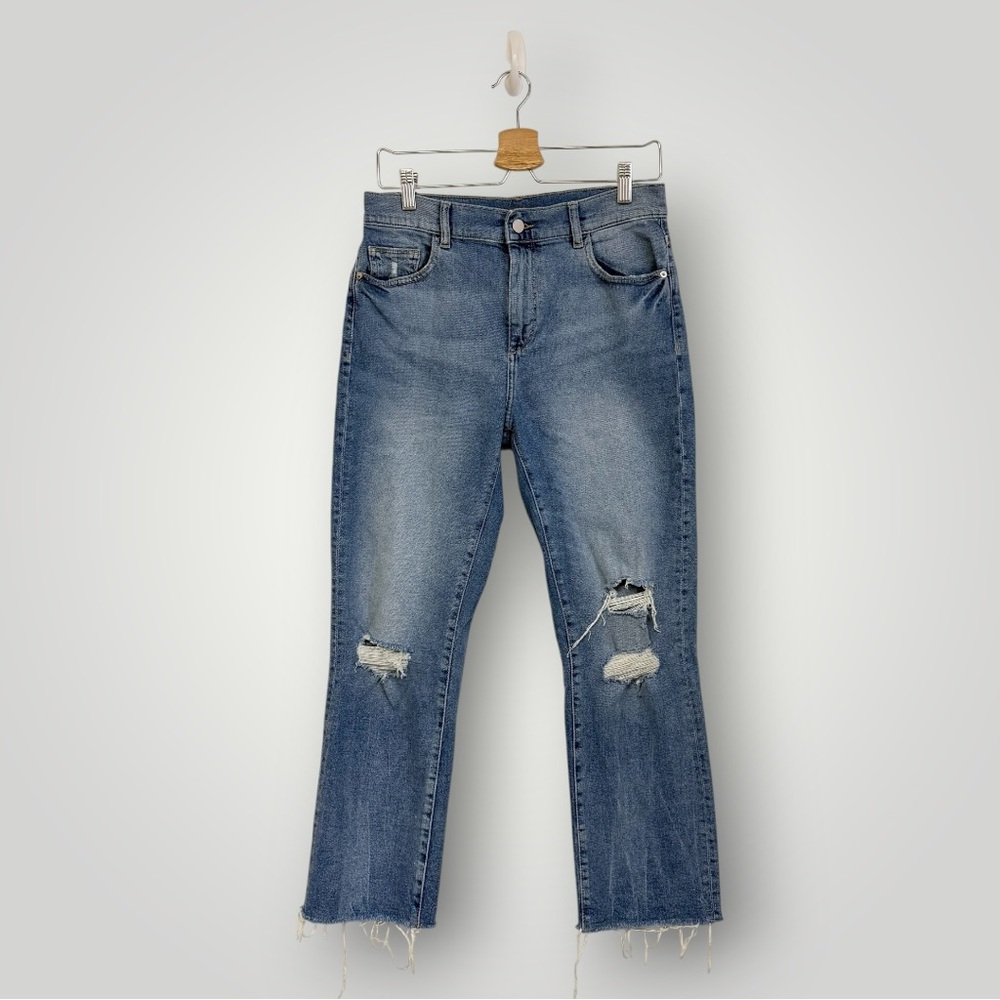 DL1961 Patti High Rise Straight Vintage Jeans Sz 28 in Droplet Distressed